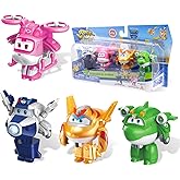 Super Wings 2" Transform-a-Bot 4-Pack, Supercharged Paul, Dizzy, Golden Boy, Mira, Airplane Toys Mini Action Figures, Preschool Toys for 3 4 5 Year Old Kids, Birthday Gifts for Kids