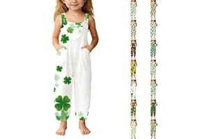 Girls St Patricks Day Jumpsuits Shamrocks Suspender Romper Overalls 2026 Fashion Bell Bottom Pants Preppy Clothes