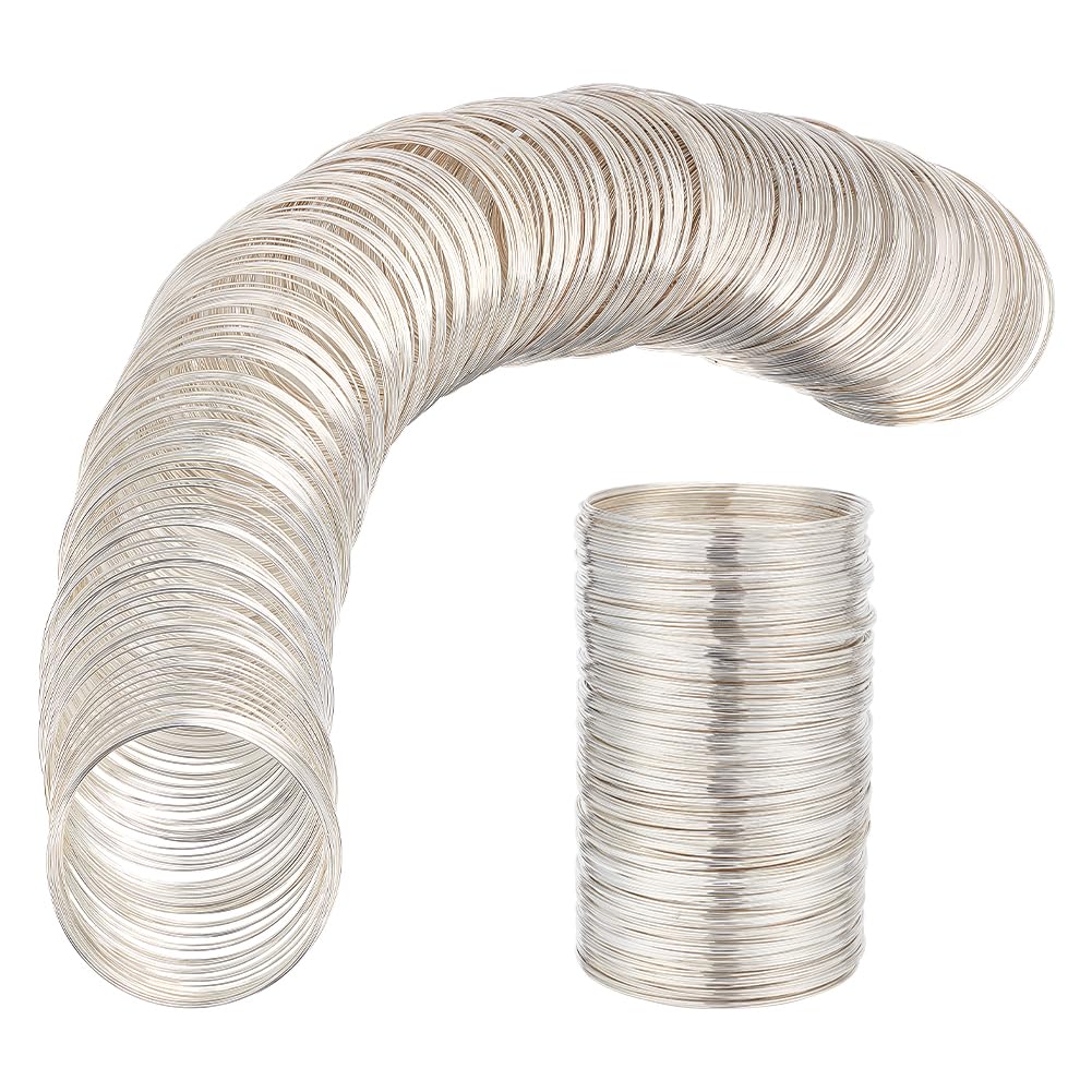 BENECREAT 500 Loop Steel Memory Wire for Bracelet Making 0.6mmx6cm Silver Bracelet Memory Wire for DIY Craft Jewelry Making, 4 Pack,500 Loop/Pack