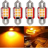 PHINLION DE3175 Amber Yellow LED Bulb, 31mm Festoon Dome Light, 4 Pack | Super Bright, DE 3021 3022 Bulb, Canbus Error Free, for Car Interior Map Reading Trunk Door Courtesy Lights