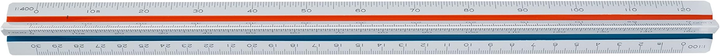 Pickett Professional Metric Color-Coded Triangular Scale, 12 Inches Long, 1 Each (236) , White