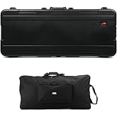 Gator GTSA-KEY61 TSA Heavy-Duty Hardshell Keyboard Case with Locking Latches &amp; X-Stand Bag&mdash;Durable, Travel-Approved Protection for 61-Key Keyboards
