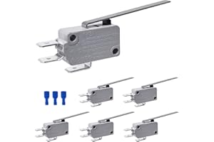 Yoiilnz 6Pcs Lead Limit Switch Long Straight Hinge Lever, SPDT 3 Pin Snap Action Micro Switch KW3A 16A 125/250V