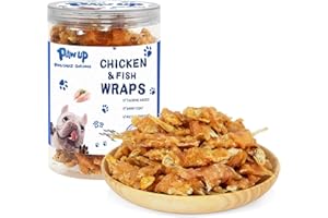 PAWUP Dog Treats Chicken & Fish, High in Protein and Omega-3, for Large Small Dogs, 10.5 oz