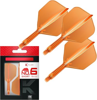 Target Darts K-Flex Integrated Flights and Shafts No6 Orange Short Pack of 3