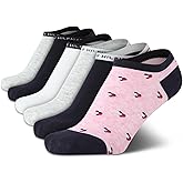 Tommy Hilfiger Womens No Show Socks - 6 Pack Cotton Blend Lightweight Cushioned Flat Liner Socks for Women