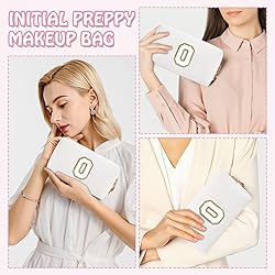 Small Cute Initial Preppy Makeup Bag, Personalized