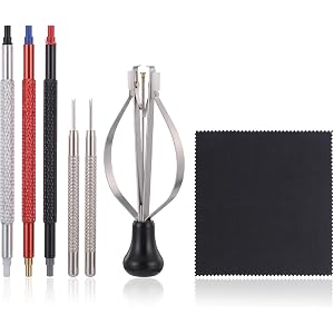 Zyghjort 7 Pcs Stainless Steel Watch Hand Removal Setting Tool Kit | Professional Wristwatch Repair Kit with Pressers Levers