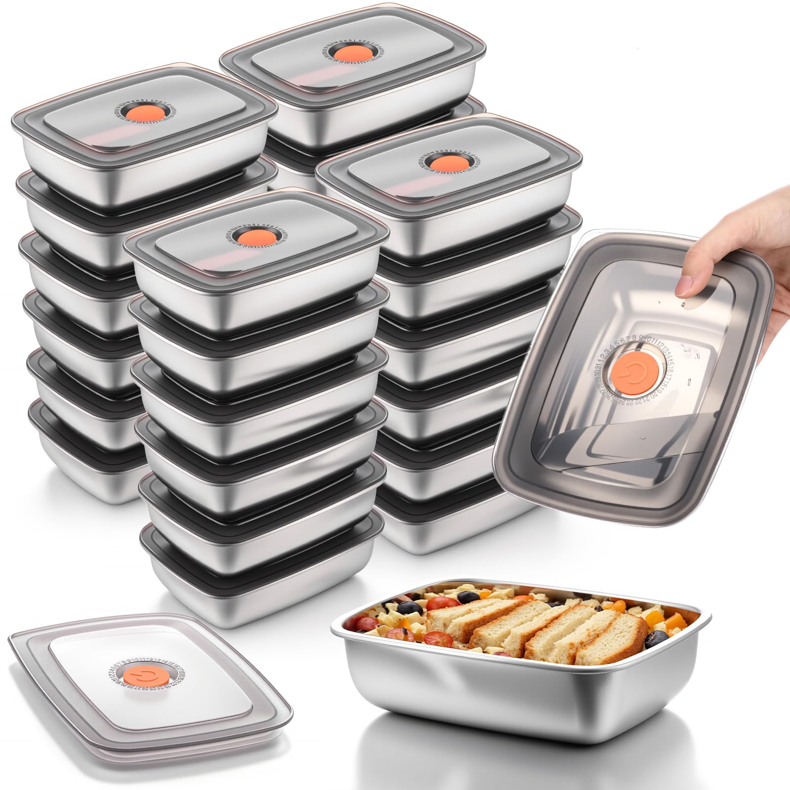 Photo 1 of Blushtier 24 Pack 40oz Stainless Steel Food Storage Containers with Lids Leak Proof & Airtight Metal Meat Container Reusable Bento Lunch Boxes for Fridge Organization Leakproof Meal Boxes
