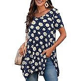 BELAROI Plus Size Tops for Women Summer Casual Tshirts Tunic Short Sleeve Loose Fit Outfits 1X-5X