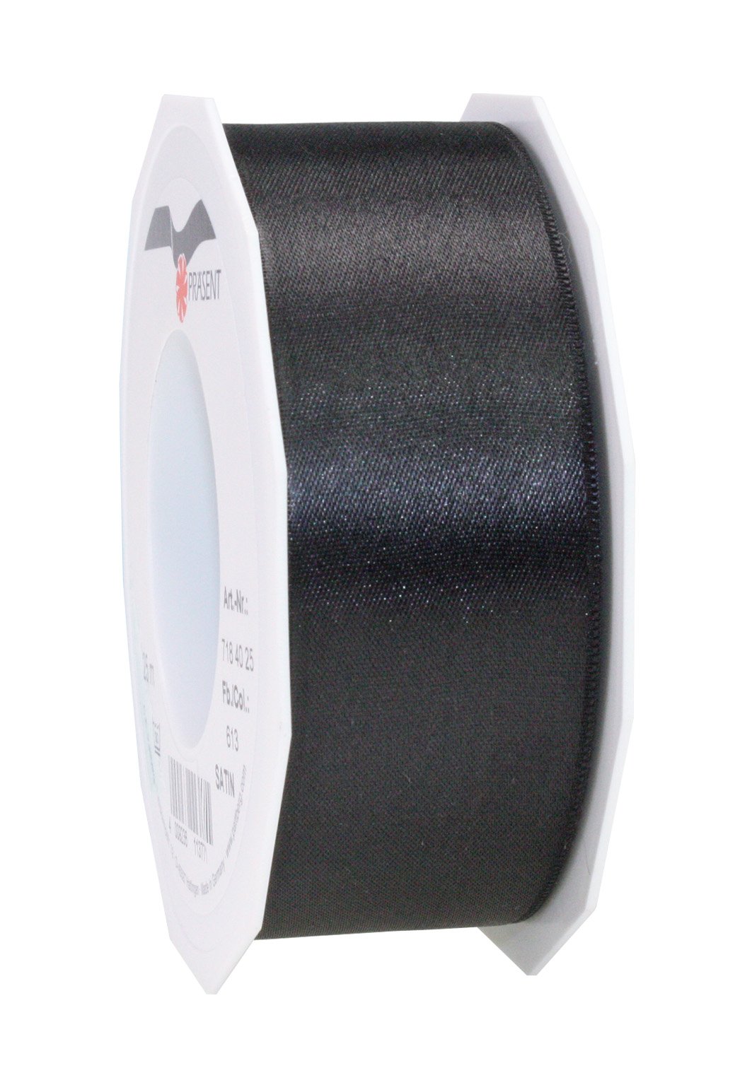 PRÄSENT - Satin Ribbon Black 40 mm width, 25 m length