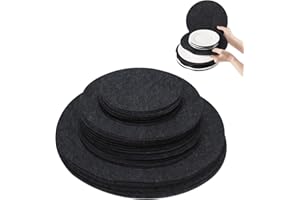 PEHCIROE 96 Pack Felt Plate Dividers Protectors, Thick Felt Round Plate Separators Pads China Dish Storage Protectors Pads with 3 Sizes for Packing Stacking Porcelain Cookware, Black