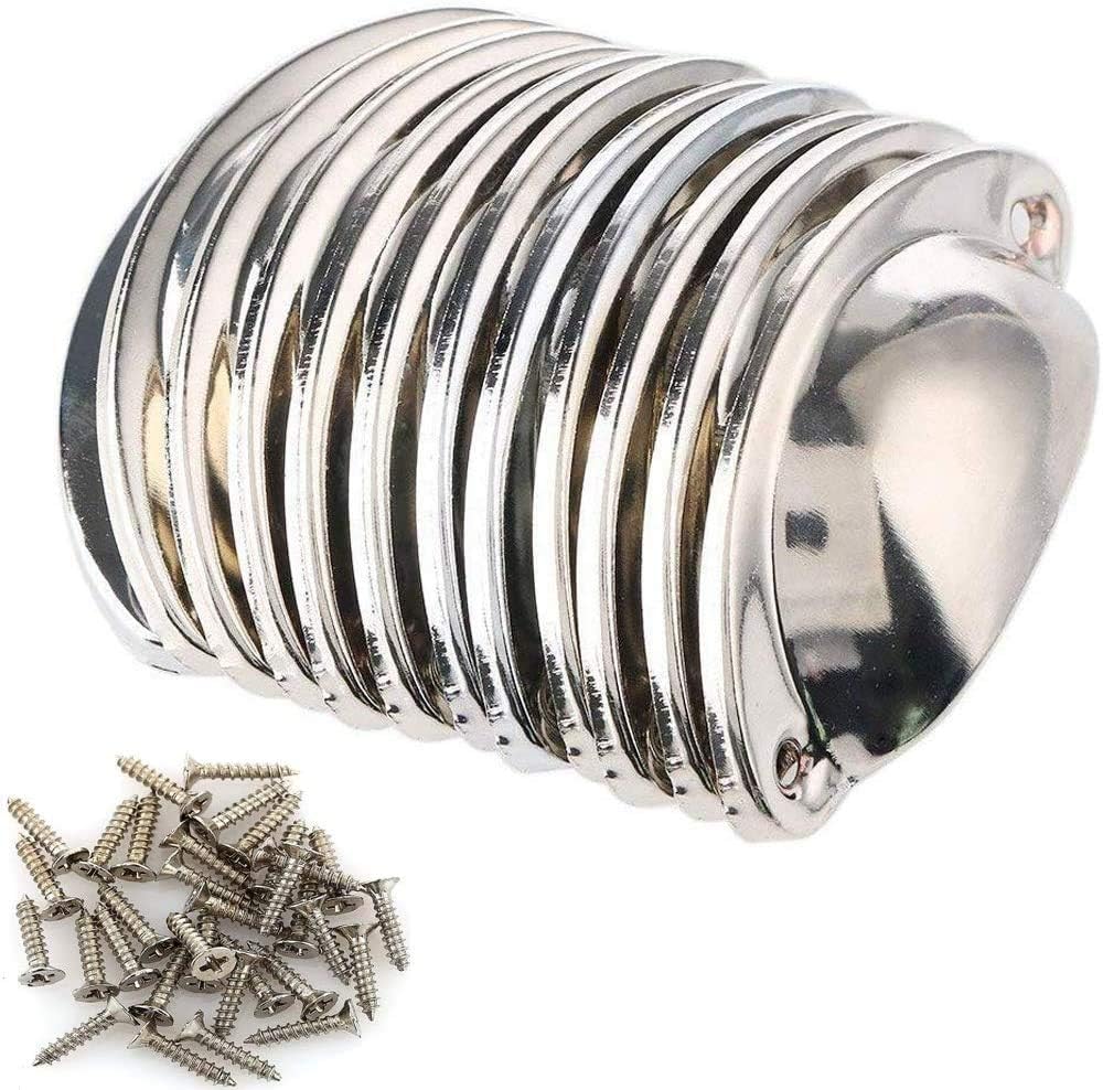 Namvo 10 Pack Drawer Pull Handles Vintage Antique Shell Cup Kitchen Cupboard Door Cabinet Furniture Knobs with Screws White (8.2 X 3.5cm) - Image 3