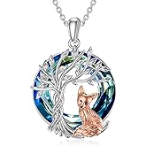 TOUPOP Tree of Life Animal Necklace 925 Sterling Silver Crystal/Abalone Shell Animal Pendant Jewelry Birthday Mothers Day Gifts for Women Mom Wife Her