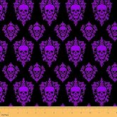 jejeloiu Black Damask Fabric by The Yard 1 Yard Gothic Vintage Floral | Polyester Fabric for Chairs Gothic Bone Skeleton Bohemian Decor for Home DIY Projects Sugar Skull Indoor Decor Soft Polyester