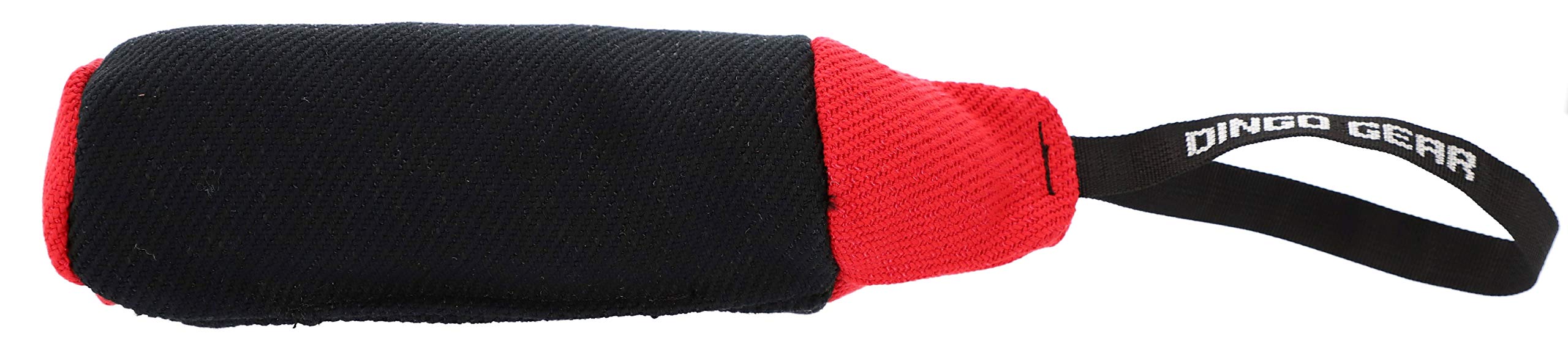 DINGO GEAR Professional Tug Toy Strong Handle for Heavy Duty Training IGP Dog Sports Play Hand Sewn French Material Dog Roller Rope 41 x 8 cm - Black and Red S02783