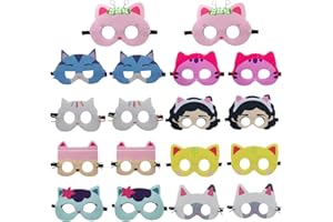 YALARY 18 Packs Dollhouse Felt Masks for Kids Party Favors, Cat Dollhouse Themed Party Supplies Birthday Gift for Boys Girls