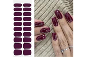 OAUEE Semi Cured Gel Nail Strips | 20 Gel Nail Stickers | Gel Nail Stickers with UV Light Required | Salon Quality, Easy Application and Removal（Purple Plum）