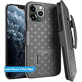 Designed for iPhone 11 Pro Max Case with Belt Clip Holster - Kickstand Cover Phone Case - Black