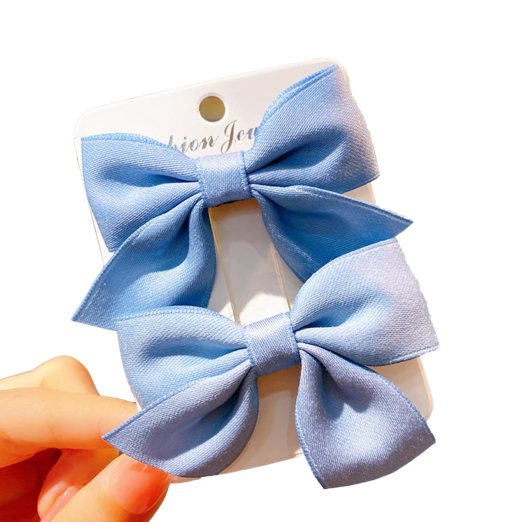 2Pcs Hair Bows Clips Alligator Clips Barrettes Cotton Hair Ribbon Non Slip Accessories for Girls Adult Teens Wear Clips Light Blue Bow