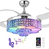BAYSQUIRREL Retractable Crystal Ceiling Fan with