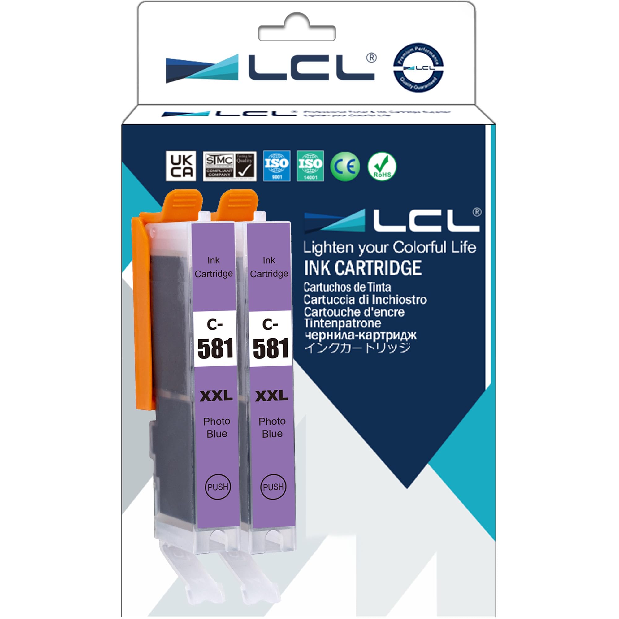 LCL Compatible Ink Cartridge CLI-581 CLI-581PB CLI-581XL CLI-581XXL PB 1999C001 12.5 ml (2Photo Blue) Replacement for Canon PIXMA TS8150 TS8151 TS8152 TS9150 TS9155 TS8250 TS8251 TS8252 Printer. — image 1