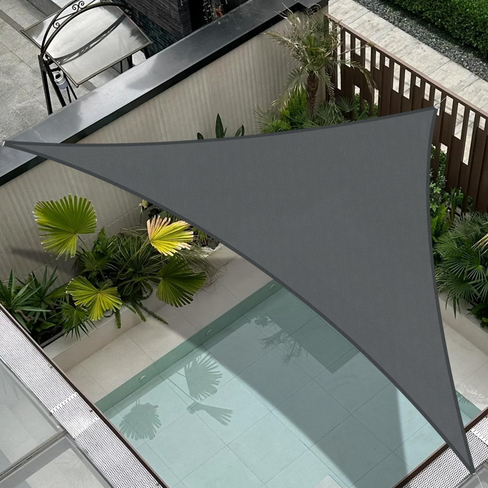 Cool Area Sun Shade Sail 3x3x4.25m Triangle Waterproof, suitable for gardens, terraces and other outdoor,Charcoal