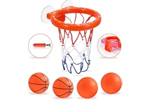 KSABVAIA Bath Toys - Bathtub Basketball Hoop for Kids Toddlers,Bath Toys Shower Toys for Kids Ages 4-8,Suction Cup Basketball Hoop & 4 Soft Balls Set for Boys Girls