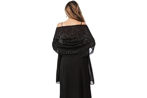 Gzcvba Shawls and Wraps for Evening Dresses Sheer Chiffon Women Elegant Soft Silky Sparkly Wedding Bridal Scarf