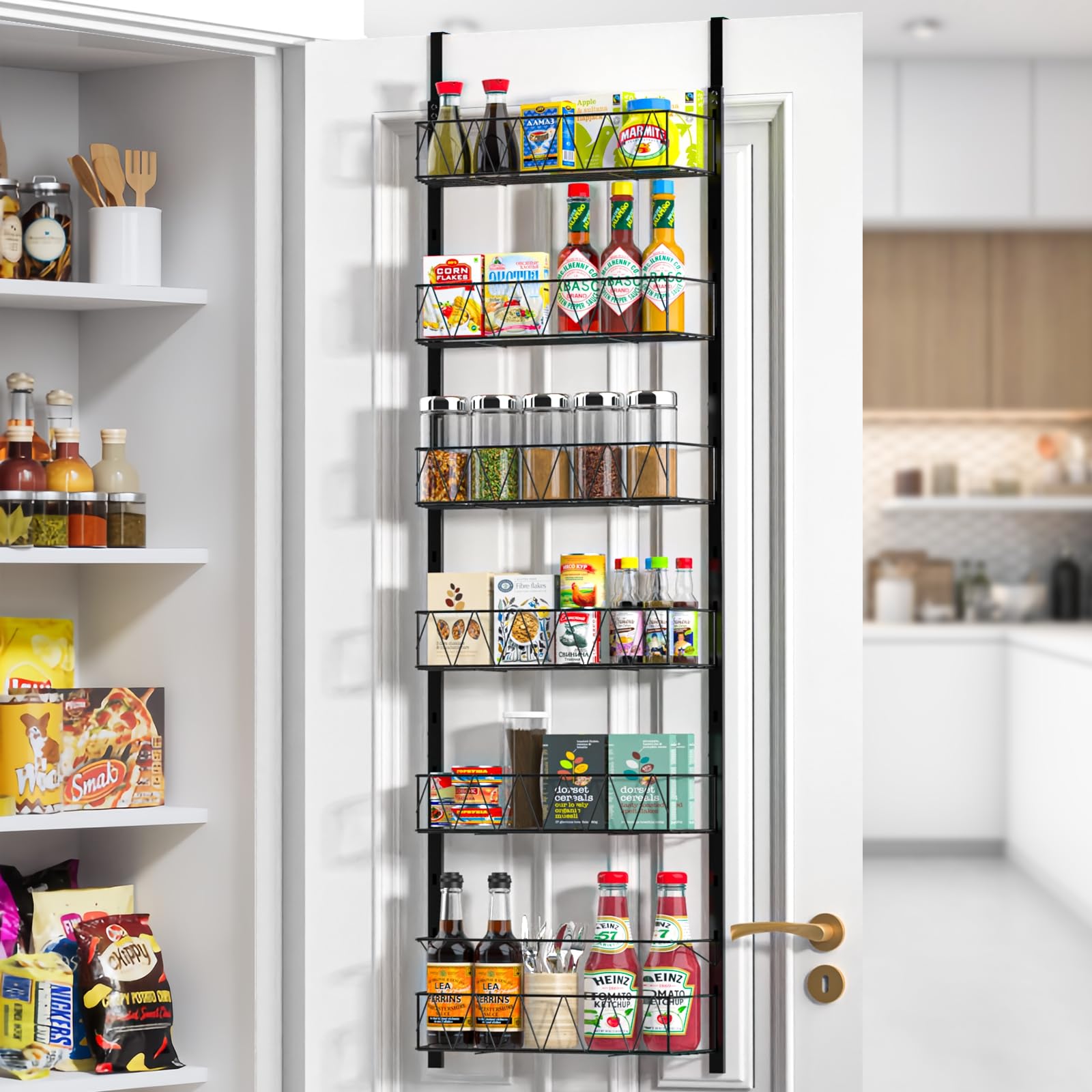 Photo 1 of YONGECK Over The Door Pantry Organizer, Pantry Organizers and Storage, Over The Door Organizer - 6-Tier Pantry Door Organizer, Over The Door Spice Rack for Kitchen, Bathroom, Bedroom Organization