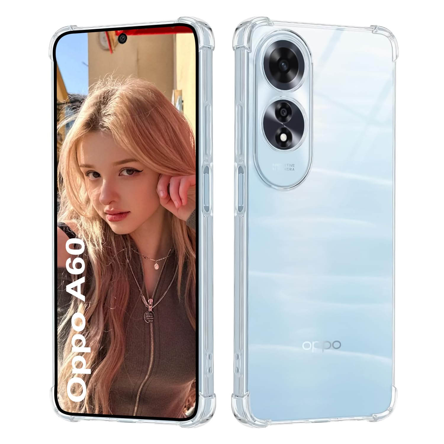 ISOI Phone Case Compatible with Oppo A60, with Bumper Airbag Shockproof Full Protection, Ultra Thin Soft TPU Silicone Protective Case - Transparent