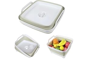 Collapsible Wash Basin for Baby Bottles & Camping – 2.4 Gallon Portable Sink with Drain Plug | Space-Saving Dish Tub for RV, 