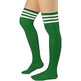 Zando Womens Stripes Thigh High Socks Thigh Highs Casual Knee High Stockings