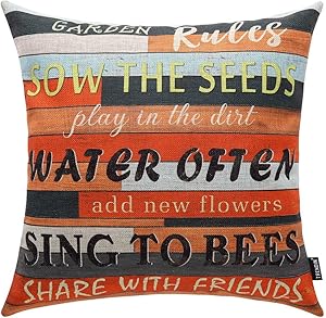 TRENDIN Square Pillow Cover - 18 X 18 Inch Decorative Throw Pillowcase, Garden Rules PL241TR