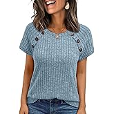 AUTOMET Women's Short Sleeve Shirts Business Casual Blouses Dressy Work Tunic Tops 2026 Spring Sweaters Fashion Clothes