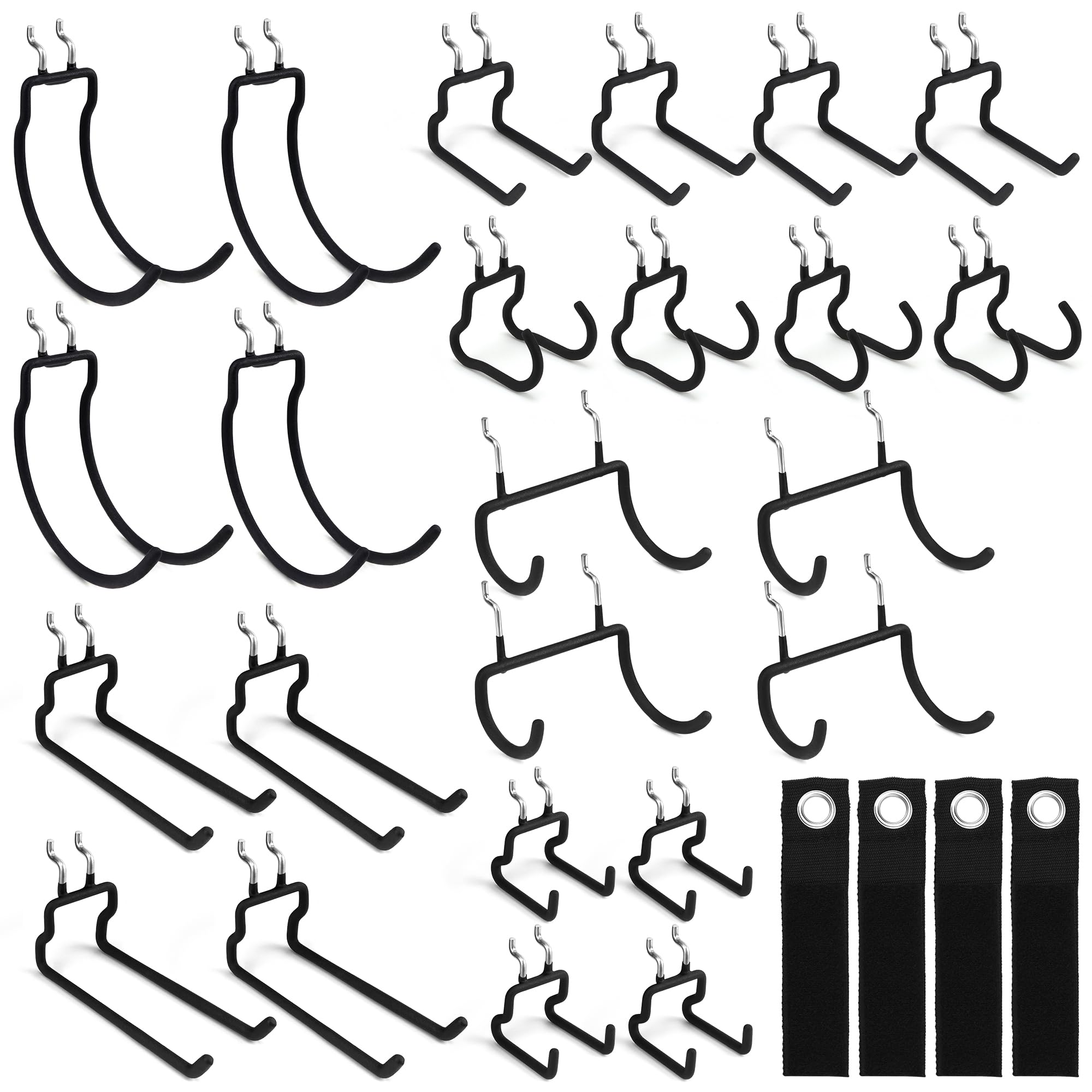 Photo 1 of ELEAD 28-Piece Pegboard Hooks with Extension Straps, Heavy Duty Organizer Pegboard Accessories Fit for 1/4" Pegboard, Peg Board Tool Utility Hangers for Power Tool, Drill, Bag, Cord