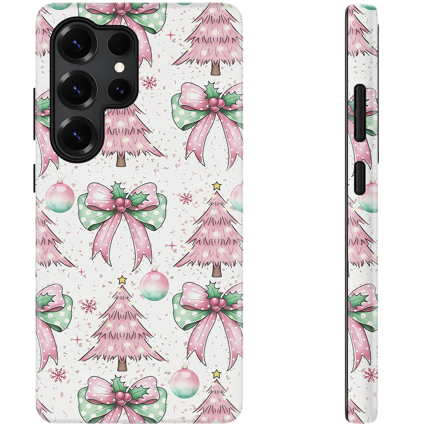 DEENAKIN for Samsung Galaxy S24 Ultra Case Cute,Aesthetic Vintage Pink Christmas Cheer Girly Shell,Compatible with Magsafe,Unique Retro Western Protective Slim Silicone Phone Cover for Women Girls