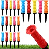 Outus 20 Pack 3 1/4 Inch Plastic Golf Tees, Soft Rubber Top, Multicolor | Reduce Friction Side Spin, Stable Support for Drivers Irons, Driving Range Practice Tournament, Spiral Ribbed Design