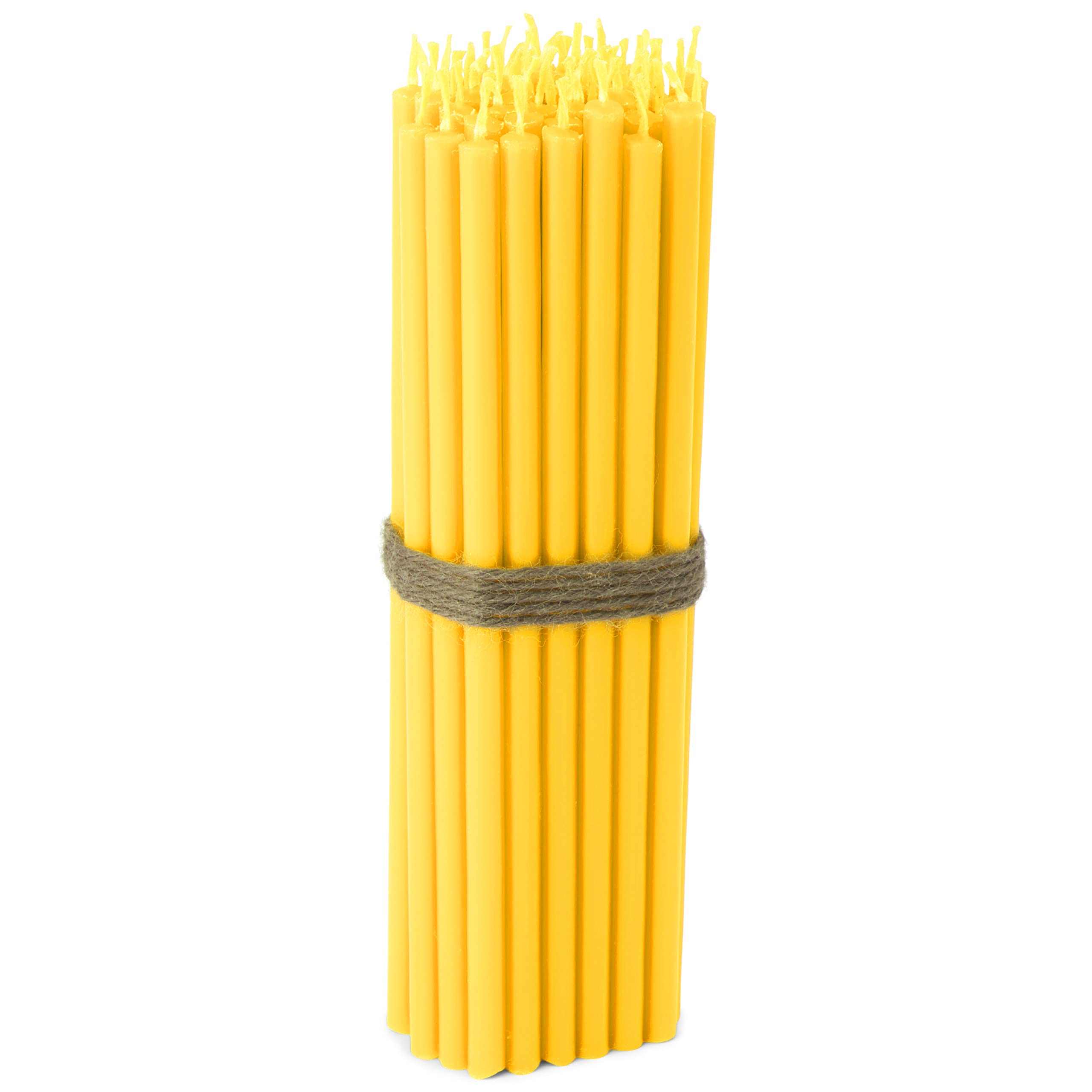 NKlaus - 50x Stick Candles Yellow soot Free drip Free Thin L 16cm Premium Paraffin Wax 36258