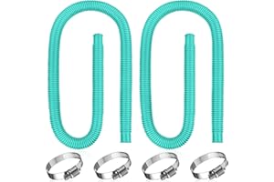 Jadive 2 Pcs Pool Hose for Above Ground Pools 1.5 Inches Diameter Pool Pump Replacement Hose 59 Inches Length Swimming Pool Hose with 4 Pcs Hose Clamps (Lake Blue)