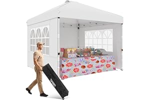 CBBPET Canopy, 10x10 Pop Up Canopy Instant Folding, Outdoor Canopy Tent with Sidewalls and Windows Sun Protection for Vendor Events, Outdoor Craft Show, Farmers Markets(White)