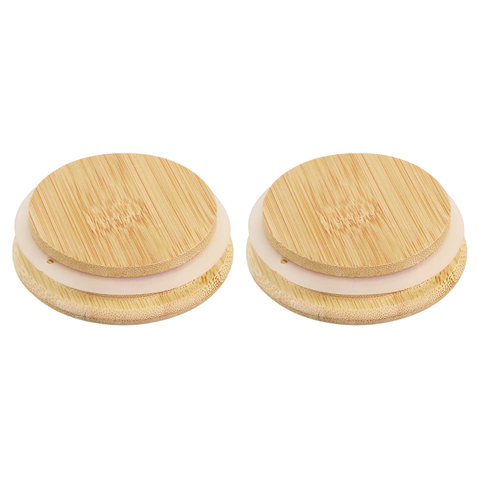Photo 1 of uxcell 2Pcs 2.64 Inch Bamboo Lids with Silicone Sealing Rings, Wooden Mason Jar Lids Bamboo Lids for Mason Jars Wide Mouth Canning Jar Lids Ball Jars Lids with Silicone Sea for Storage
