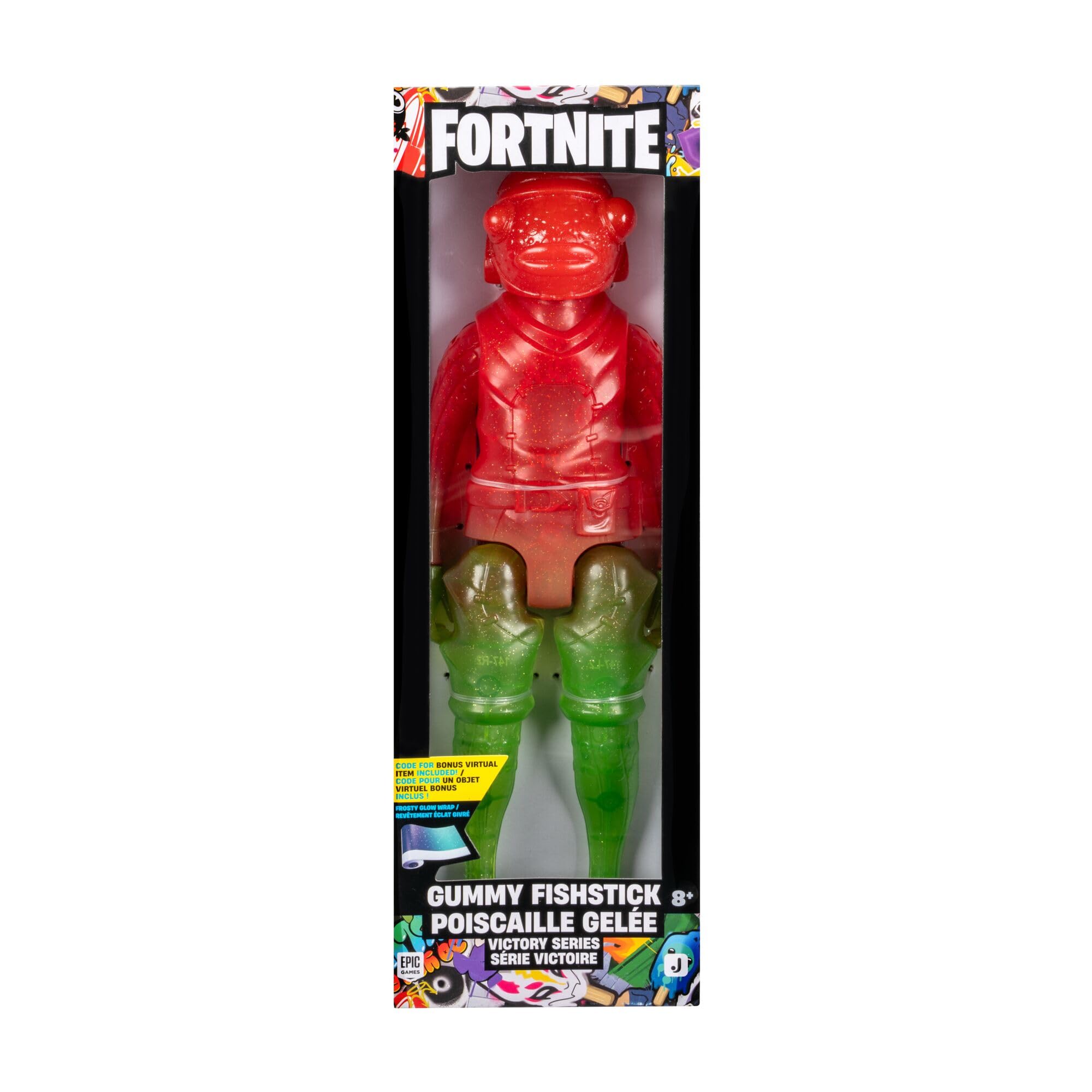 Fortnite Victory Gummy Fishstick - 12-Inch Articulated Figure with Code for Bonus Virtual Item