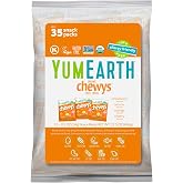 YumEarth Organic Chewys Fruit Flavored Candy Chews, 0.5oz (Pack of 35) | Snack Packs, Allergy Friendly, Gluten Free, Non-GMO, Vegan, Dye Free, Assorted Flavors, Bulk Bag