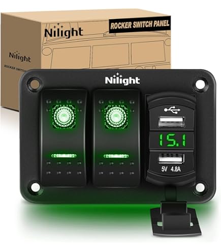 Nilight - 90116C 2 Gang Rocker Switch Panel with 4.8 Amp