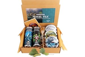 Noveltea Literary Tea Gift Basket by La Tea Dah | 5 Gourmet Teas, Honey Stirrer, & Journal | Bookish Gifts for Writers and Readers | Book Tea Gift Set | Perfect for Stocking Stuffers & Book Clubs