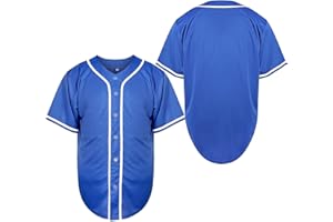 MESOSPERO Mens Button Down Shirts Short Sleeve Sports Uniforms Blank Baseball Jersey S-XXXL