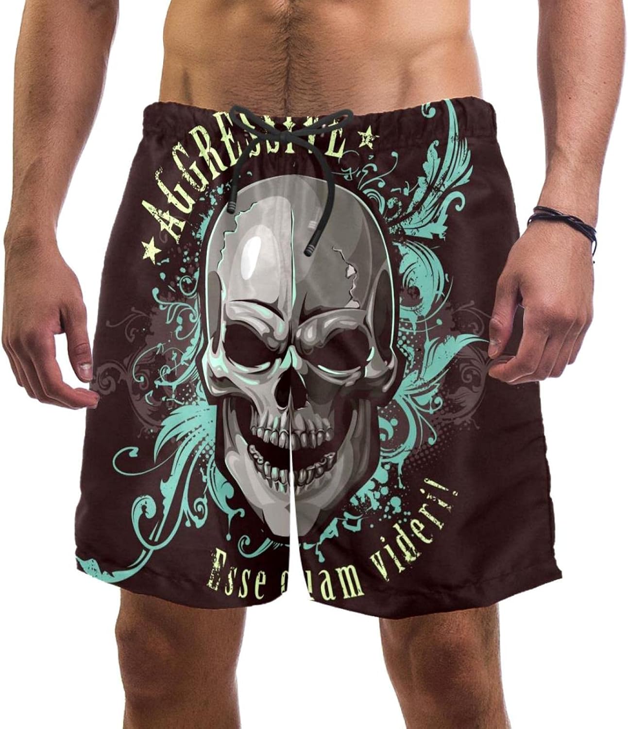 Idealiy Skull Backgrounddesign Swim Trunks Elastic Swimsuit Board