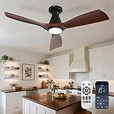 DLLT 42-Inch Ceiling Fans with Lights: Flush Mount Ceiling Fan 3 Blades for Indoor Outdoor - Dimmable Ceiling Fan with Remote APP Control Noiseless DC Motor for Low Profile Bedroom