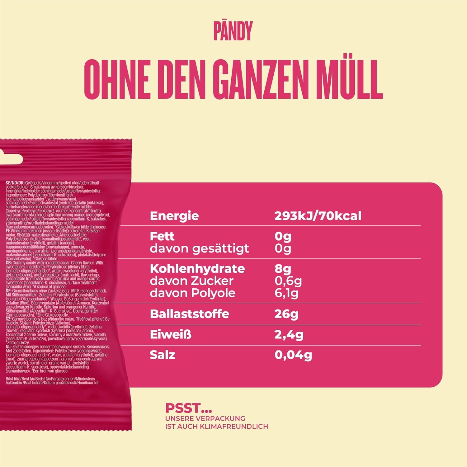 Pändy zuckerfreie Gummibärchen mit 100% Geschmack - 8x 50g Probierpaket - zuckerfreie Süssigkeiten (<1g Zucker) - glutenfreie Süßigkeiten ohne Zucker - kalorienarme, low carb, gesunde Snacks 5